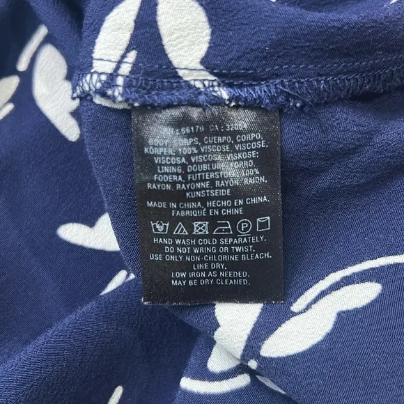 Anthropologie Maeve Fern Ruched Short Sleeve Dress Navy Blue Size 0 - Picture 10 of 11